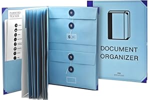 LANPUL Document Organizer Folio, in Case i Go Missing Binder, if i Die, Important Document Organizer, Important Document Folder with Labels Pockets, Birth Certificates Social Security Cards Passport (Blue)