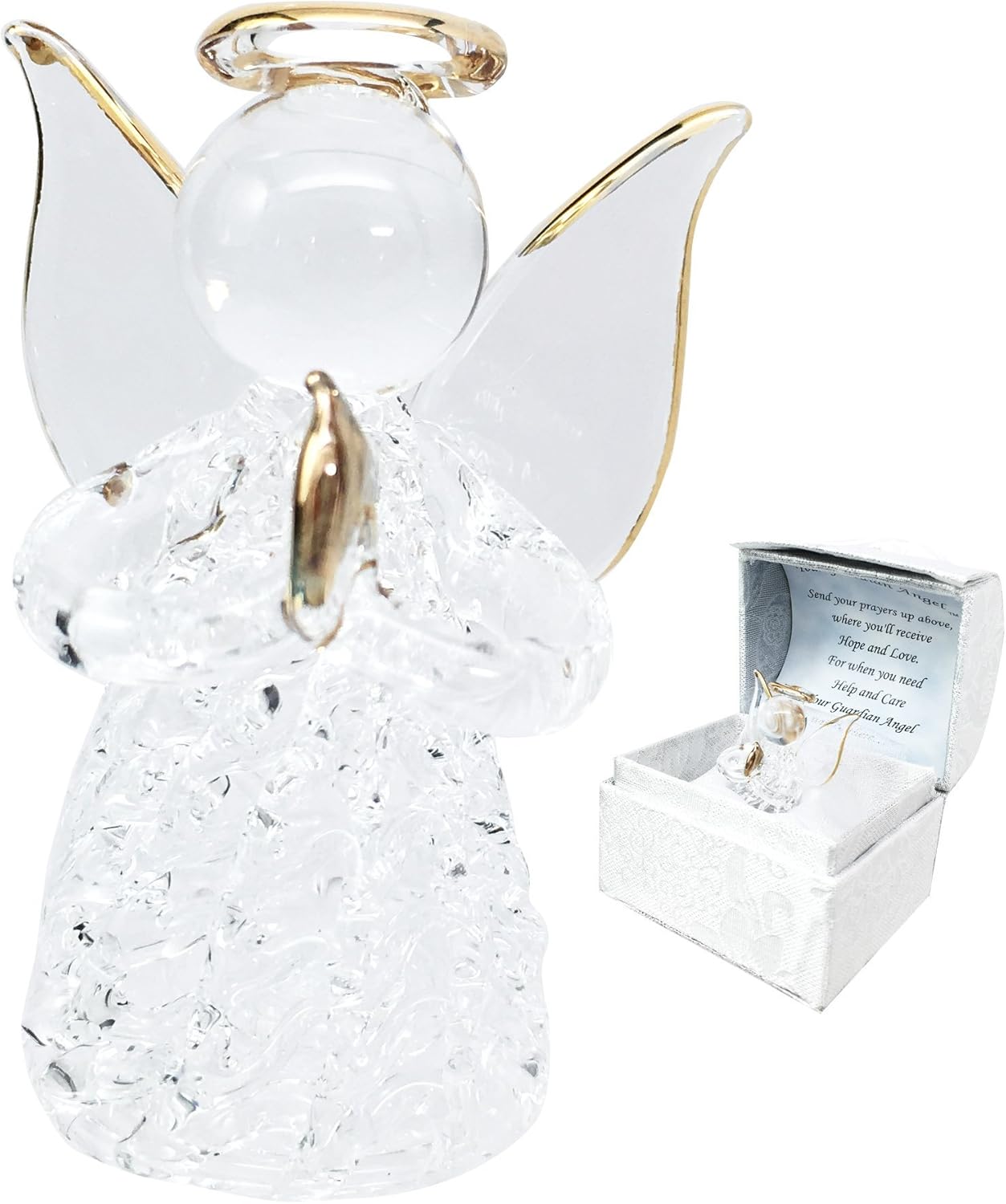 Guardian Angel Beautiful Inspirational Handblown Glass Art Prayer