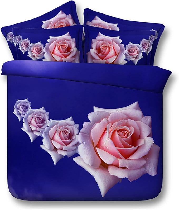 Amazon.com: Newrara Rose Print Bedding,3D Pink Rose Flower ...