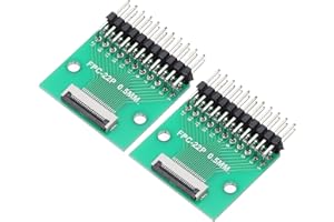 MECCANIXITY 2pcs FFC FPC Connector Board 22 Pins 0.5mm Socket to 2.54mm Double Row Right Angle Pin Header Strip Adapter, PCB 