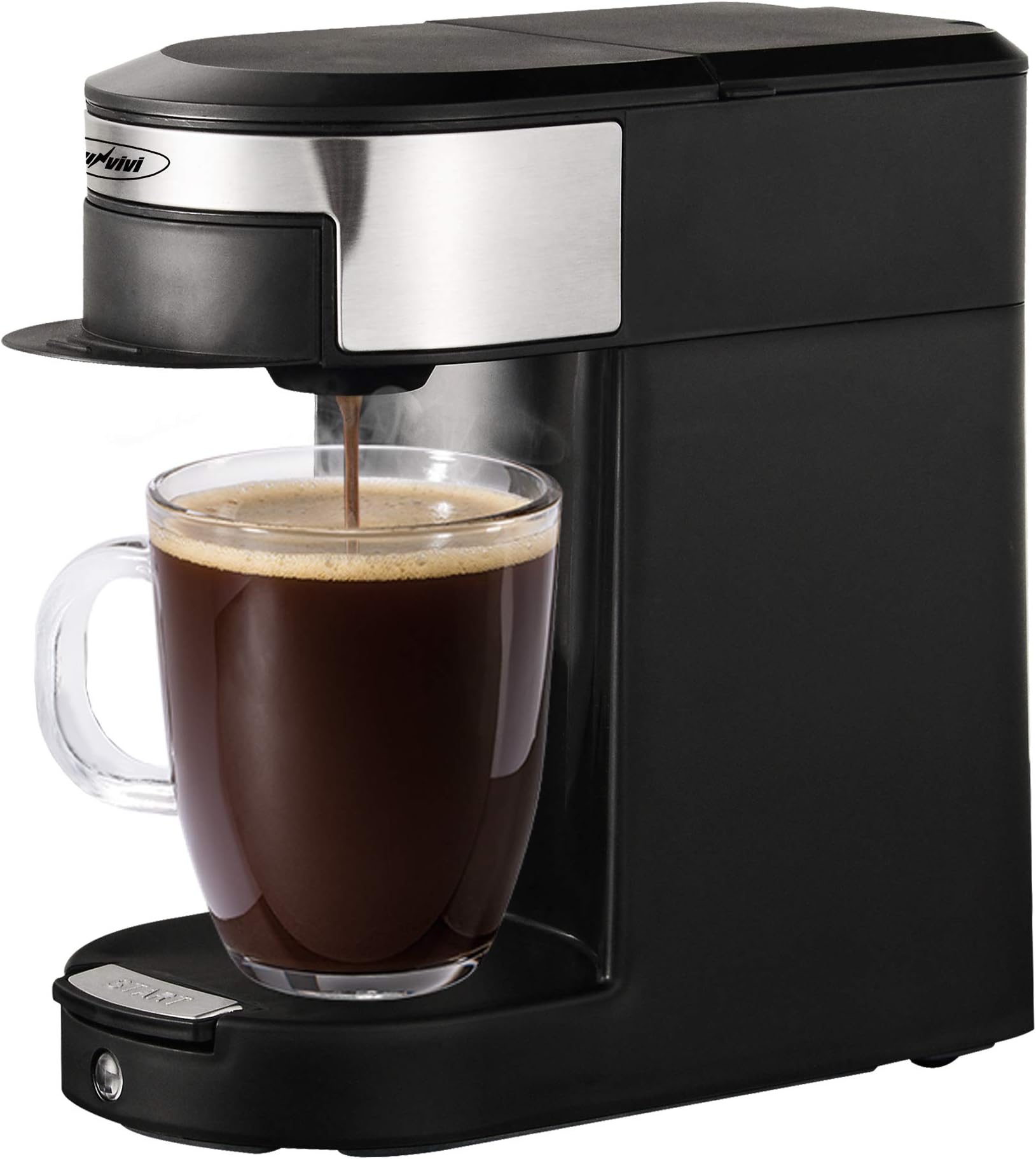 Stamo Single Serve Coffee Brewers, Multi-Use Coffee Maker for Most Coffee Pods Bags, 10OZ One-Touch Button Coffee Machine, Single-Serve Coffee Brewers for PODS, Quick Brew Technology, Auto Shut Off