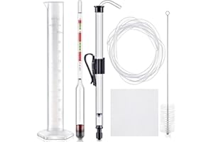Teenyyou Auto Siphon Mini and Triple Scale Hydrometer, 6 Feet of Food Safe Tubing & Clamp and Plastic Test Jar, Brix and Gravity Test Kit for Wine, Home Brewing, Winemaking Kit, Liquid Transfer