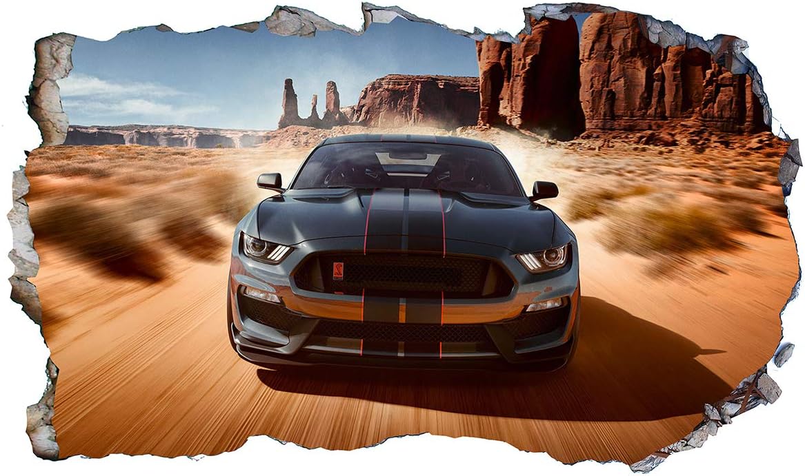 Chicbanners Ford Mustang 3D V006 Magic Window Wall Sticker Self Adhesive Poster Wall Art size 1000mm wide x 600mm deep (large)