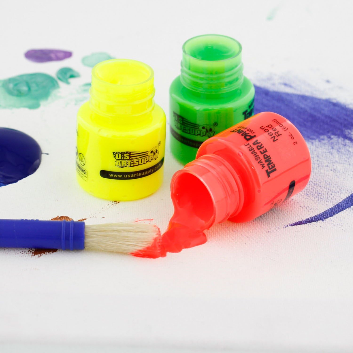 U.S. Art Supply 18 Color Children's Washable Tempera Paint Set - 2 Ounce Wide Mouth Bottles for Arts, Crafts and Posters: Toys & Games