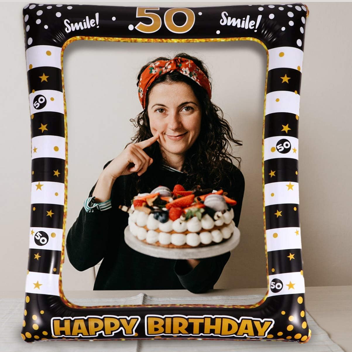 PRETYZOOM Inflatable Picture Frame Photo Booth Props Party Decorations for Birthday Party Supplies (Age 50) - Image 4