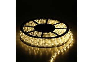 GEGIZUN Buyagn 50Ft LED Rope Lights, Cuttable LED Strip Lights Outdoor Waterproof Decorative Lighting for Indoor/Outdoor Decorations,Eaves,Backyards Garden,Party and Bedroom Decorations(Warm White)
