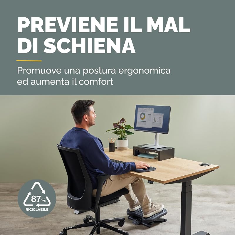 Everyday Plus Poggiapiedi ergonomico con base antiscivolo - Poggiapiedi da scrivania - Sgabello poggiapiedi per ufficio e casa - Nero