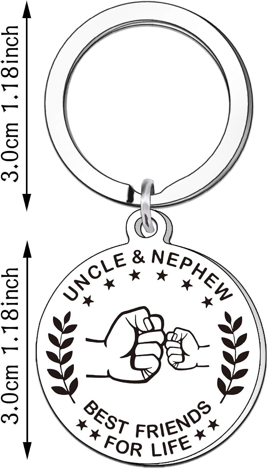QMVMV To My Uncle Aunt and Nephew Niece Keychring Best Friend for Life Key Chains Gifts for Birthday Christmas Presents (Uncle Nephew) - Image 3