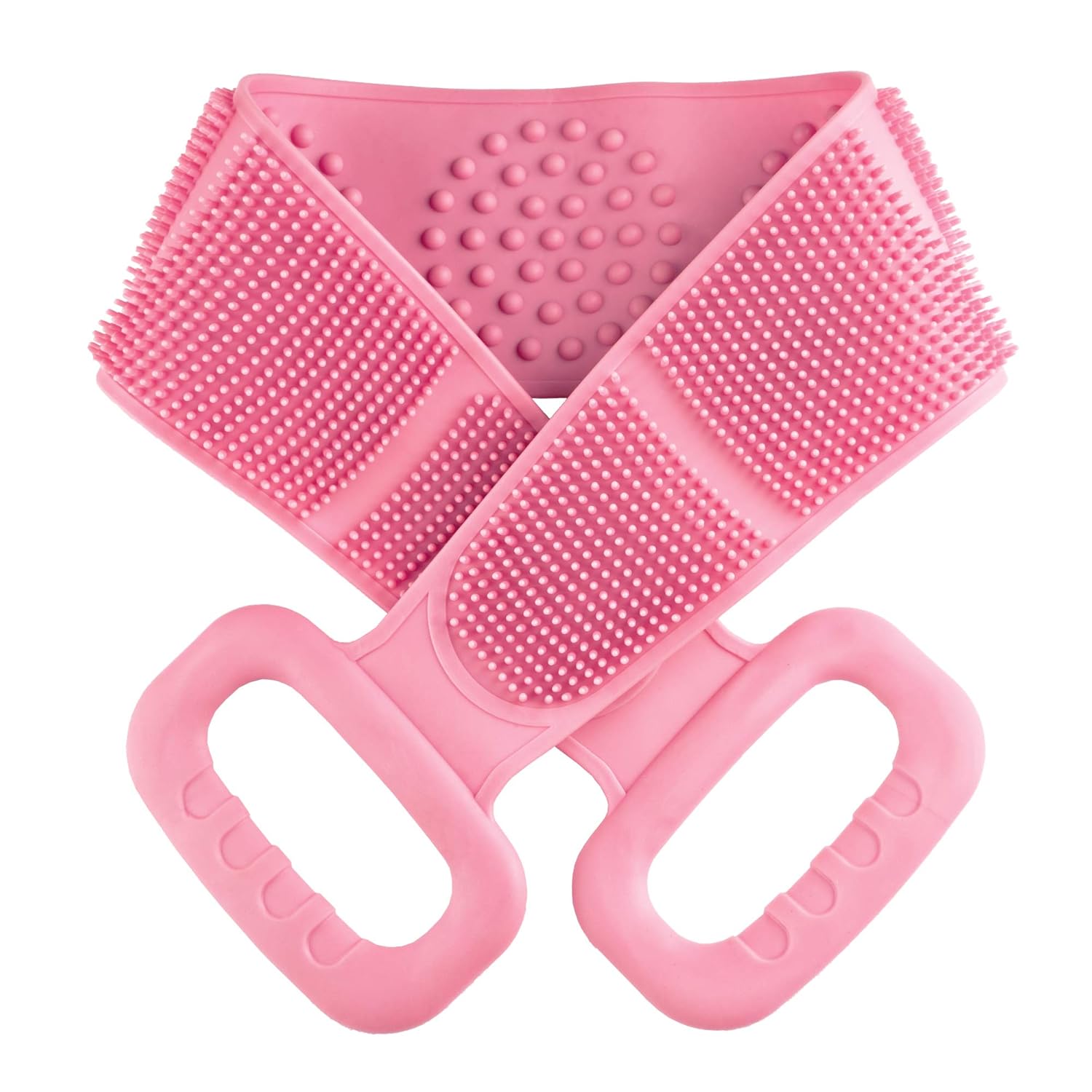 Greeza Silicone Bath Body Brush Scrubber - 28.7 inch Soft Body Back Scrubber for Shower, Double Side Spa Massage & Clean Body Exfoliating Brush Belt, Long Back Brush for Shower Massage (Green+Purple) : Beauty