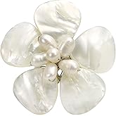 AeraVida White Lotus Mother of Pearl Flower Adjustable Ring with Cultured Freshwater Pearl Accent Free Size Vintage Inspired Jewelry