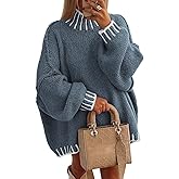 ATHMILE Womens Sweaters Fall Oversized Pullover Long Sleeve Mock Neck Chunky Knit Jumper Tops Winter Fashion Clothing 2025