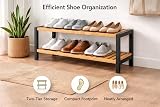 1ABOVE Bamboo 2-Tier Shoe Rack Plant Stand 67x25x32 cm Black Natural view 5
