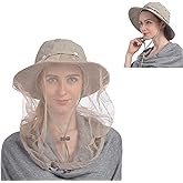 USHAKE Head Net Hat, Safari Hat Sun Hat Bucket Hat with Hidden Net Mesh