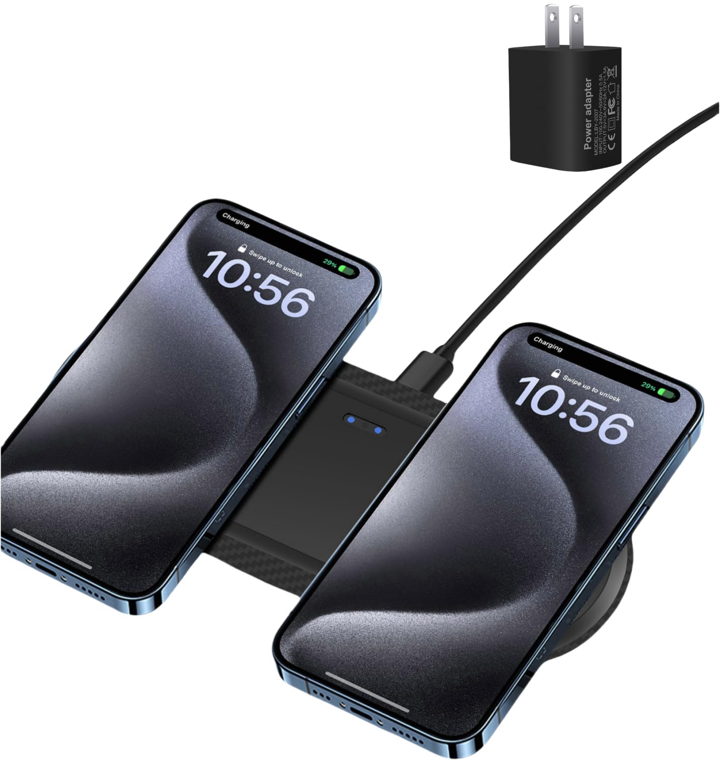 Photo 1 of Wireless Charger, 20W Dual Wireless Charging Pad,Fast Charging Pad for Samsung Galaxy S24/S24 Ultra/S23/S22/S21/S20, for iPhone 16/15/14/13/12/11/XR/X, for Airpods 4/3/2/Pro, and More.(with Adapter)