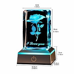 BAHUJIDA 3D Rose Crystal with LED Color