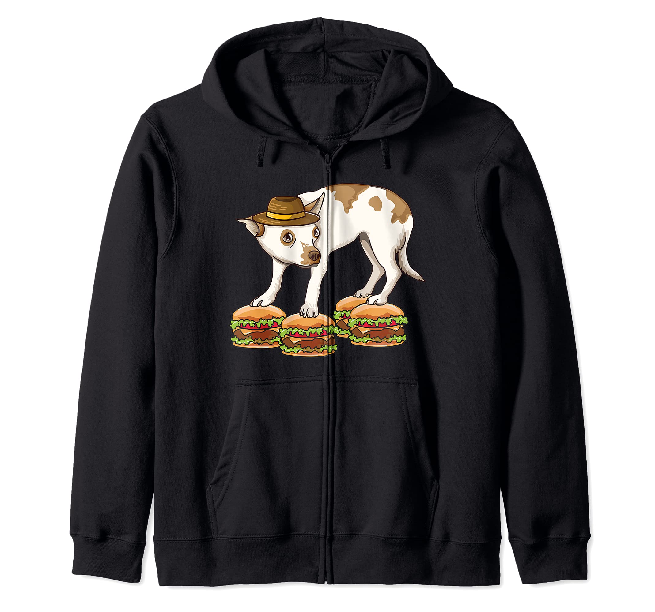 Chihuahua In Hat Balancing on Hamburgers Dank Meme Zip Hoodie