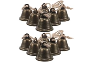 STOBAZA 20pcs Vintage Hanging Bells with Jute Rope 38mm Rustic Metal Decorative Bell Charms for Home Décor,