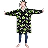 Xbox Fleece Blanket Hoodie for Boys and Teenagers - One Size Cosy Kids Oversized Hoodie Blanket - Gamer Gifts for Boys