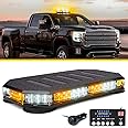 LUMENIX 42 LED Roof Top Strobe Beacon Light Bar Hazard Warning Emergency Flashing Plow Lights with Controller for Construction Vehicles Tow Trucks Postal Cars Snowplow Amber White (Patent Design)