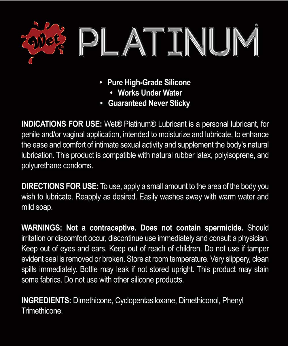 Wet Platinum Lube Premium Silicone Based Personal Lubricant 9 Fl