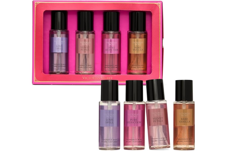 Victoria’s Secret Fragrance Mist Collection 4 Piece Mini Mist Gift Set, Assorted Scents, Gift Set for Women