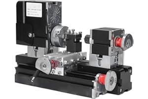 High Power 12VDC 60W 12000RPM Micro Lathe Machine with Drill Chuck for Woodworking Mini Metal Rotating Lathe (US Plug)