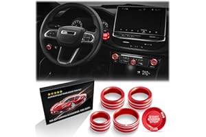 Polodunn for Jeep Compass Accessories 2022 2023 2024 2025, 6pcs Aluminum Alloy Interior Trim Set - A/C, Volume Dial, Headligh