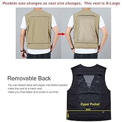 Flygo Men's Utility Cargo Vest Outdoor Summer Work