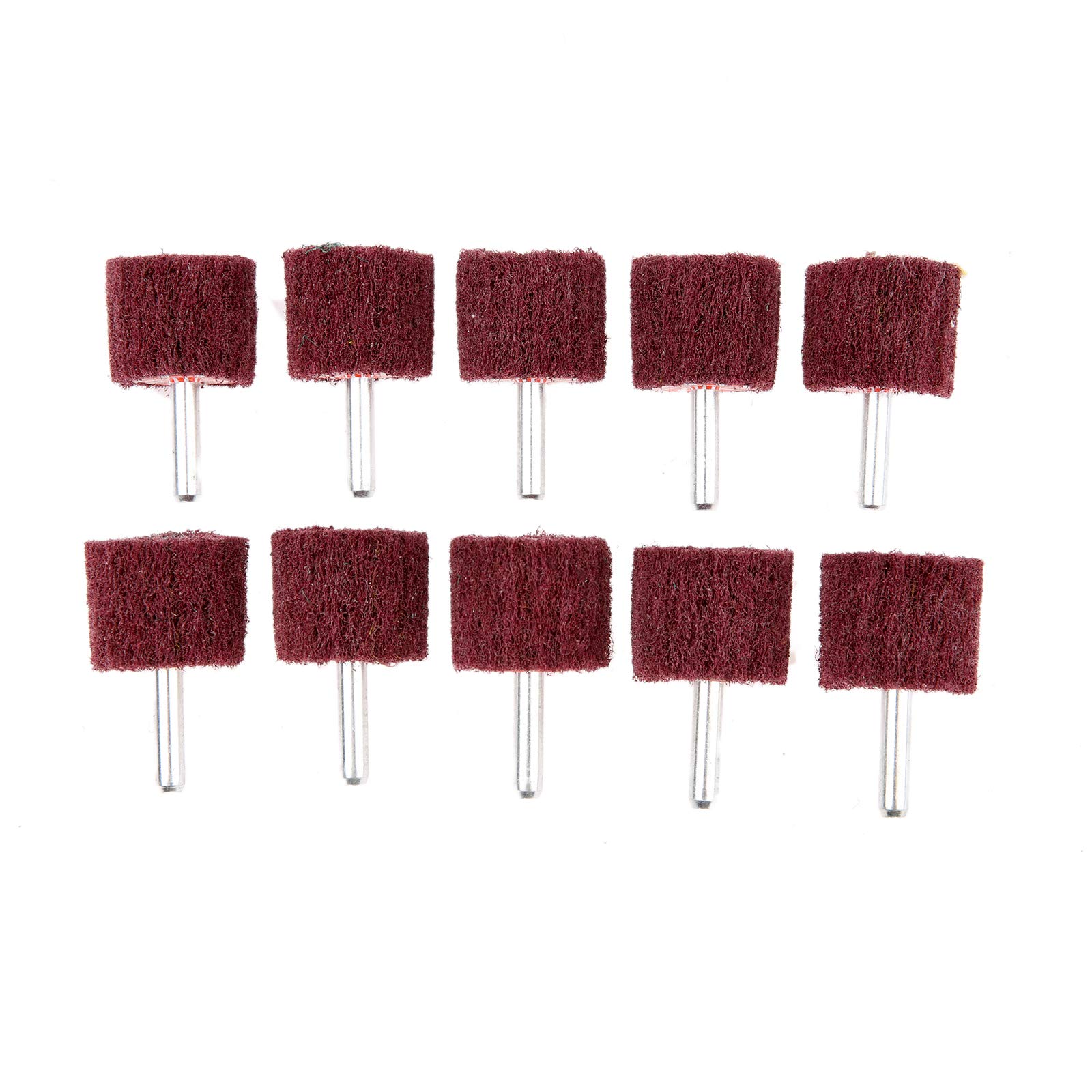 10 Pc Mounted Fiber Mop Polishing Brush Wheel for Drill Grinding Burnish Die Grinder Rotary Tools 6MM Shank, Head diameter:30MM, Red grit: 320#