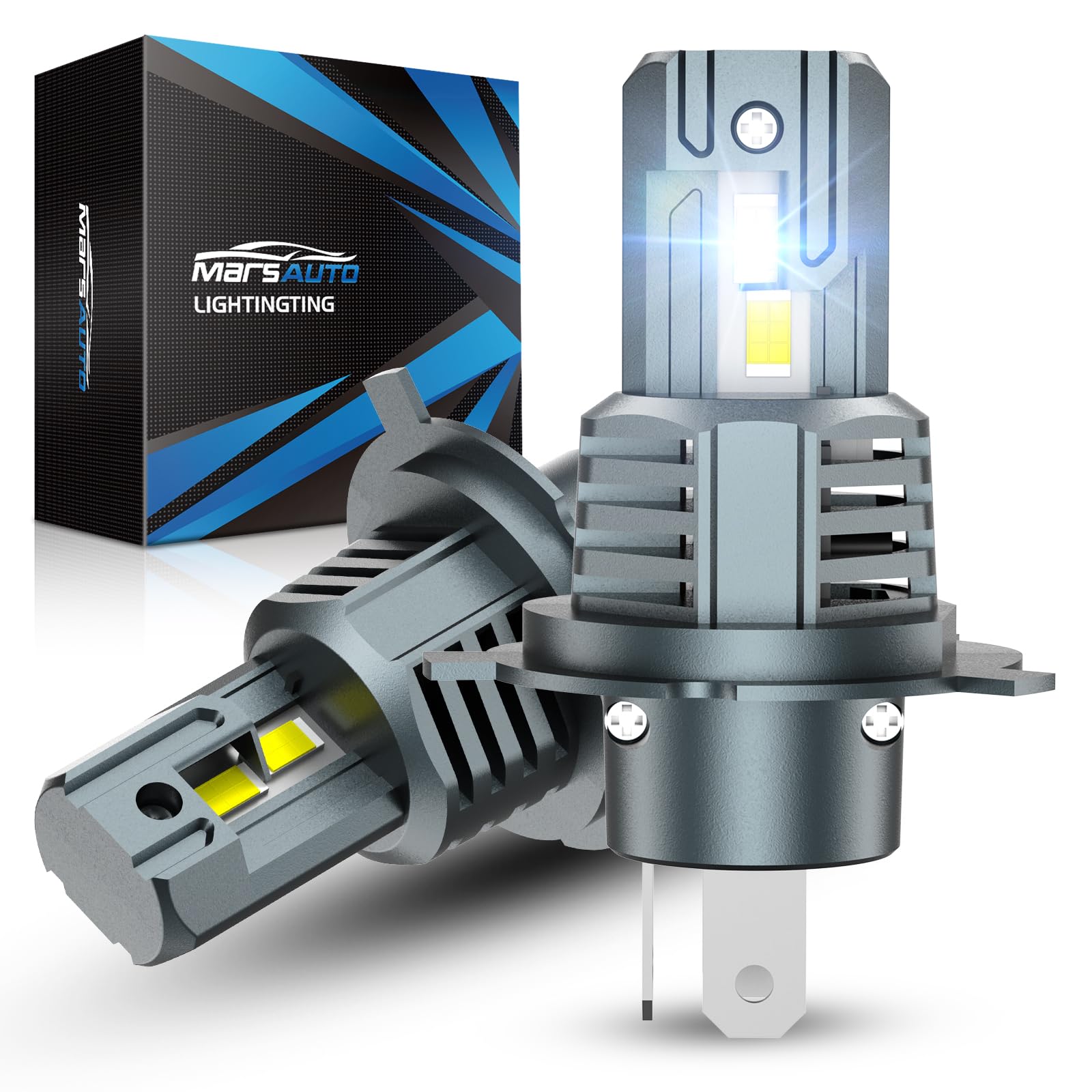 Marsauto H4 Bulb, 48000LM Brightness Output 6000K Cool White,9003 H4 Fog Bulbs IP68 Waterproof 60000Hrs Lifespan, 3Mins Installation, 2 Pack Image