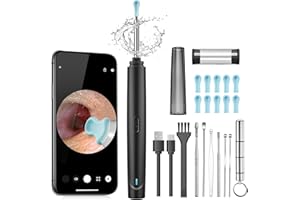 QNOON Ear Wax Removal Tool Camera, 1296P HD Camera and 6 LED Lights, Ear Cleaner with Camera, 1296P HD Camera and 6 LED Lights, Ear Cleaning kit, Ear Wax Removal Kit