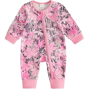 Xnqiwq Baby Girl Hunting Outfit Fall Camo Onesie Clothes Romper Jumpsuit | Baby Girl Camo Outfits,Camouflage Maple Leaf Print