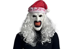 QPQEQTQ Scary Halloween Terrifier Clown Mask Creepy Killer Joker Half Face Mask Horror Art the Clown Mask with Hats