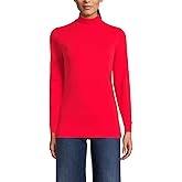 Lands' End Women Long Sleeve Relaxed Cotton Mock Compass Red Regular Medium