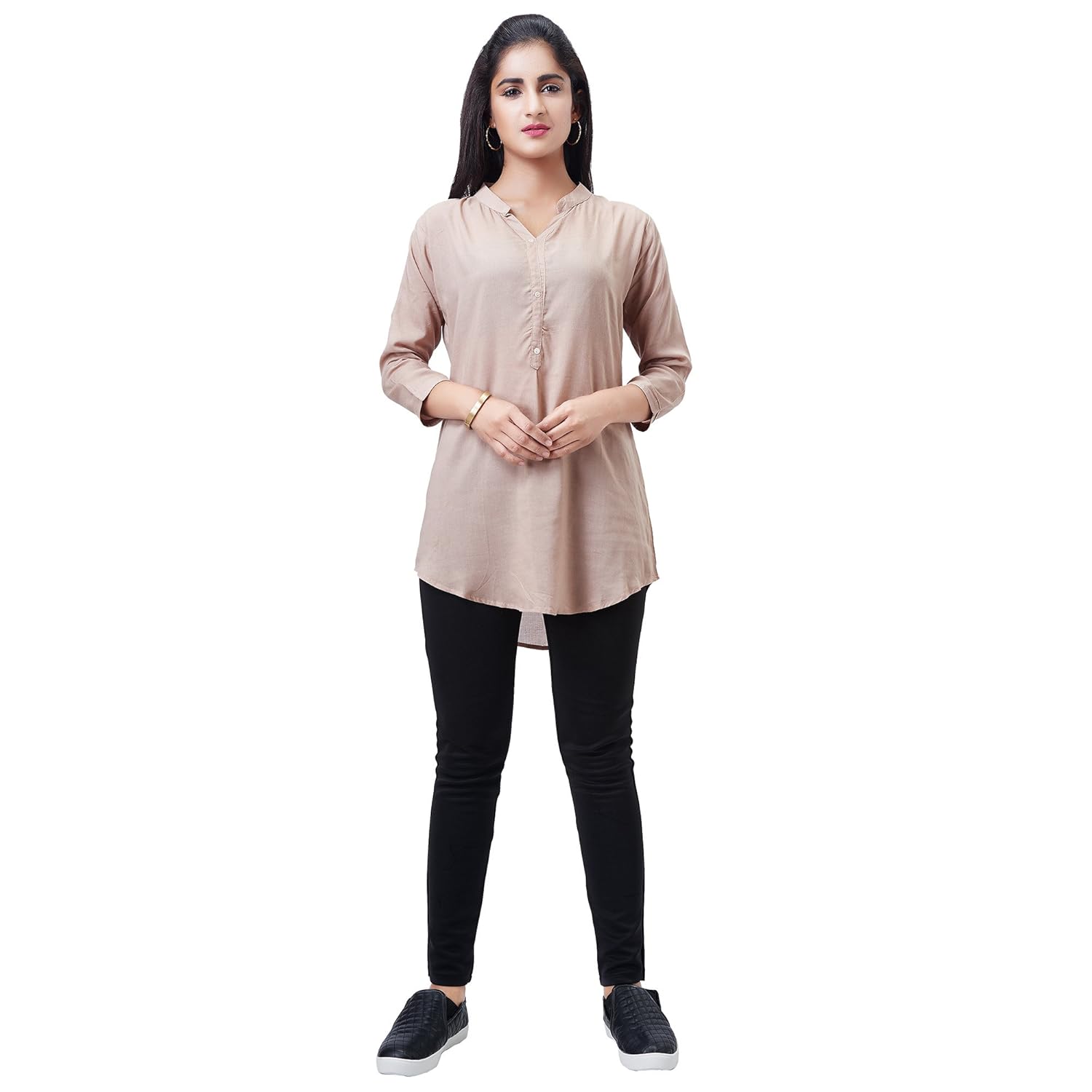 aarnaa women's muslin 3/4th sleeve mandarin collar kurti (art01_15)