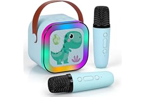 UNIH Mini Karaoke Machine for Kids, Portable Bluetooth Karaoke Speaker with 1 Wireless Mic, Toys Gifts for Girls Boy Ages 4, 5, 6, 7, 8, 9, 10, 12 +Year Old Birthday (Blue 2 Mic)
