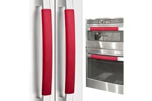 Luludamier Refrigerator Door Handle Covers, Set of 4, Non-Slip Fridge Handle Covers, Washable Appliance Handle Covers, Keep Your Kitchen Clean, Freezer Microwave Oven Dishwasher Handle Protector(Red)