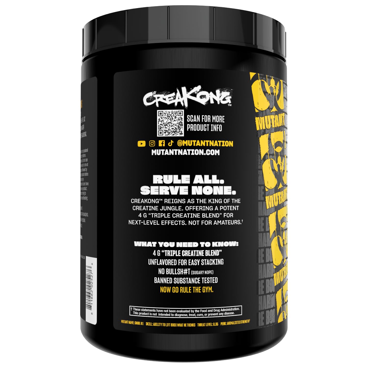 Mutant CREAKONG – Advanced Creatine Supplement with Triple Creatine Blend for Muscle Strength, Size & Performance – Unflavoured, Banned Substance Tested– 2.2 lbs
