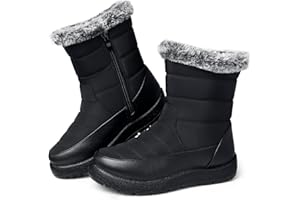 TEMOFON Women Ankle Boots Waterproof: Snow Winter Fur Lined Boot Woman Non Slip Cold Weather Snowboots Ladies Walking Soft Booties Warm Size