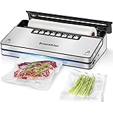 Bonsenkitchen Vacuum Sealer Machine, Stainless Steel Food Sealer with 8-in-1 Sealing System, 6 Vacuum Modes, Built-in Cutter and Bag Storage, Compact Design w/Starter Kit