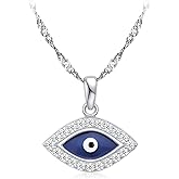Gemschest S925 Stering Silver Cross Necklace for Women Cubic Zirconia Evil Eye Pendant Necklaces Dainty Simple Lucky Protecion Pendant Jewelry for Women Ladies 18 Chain