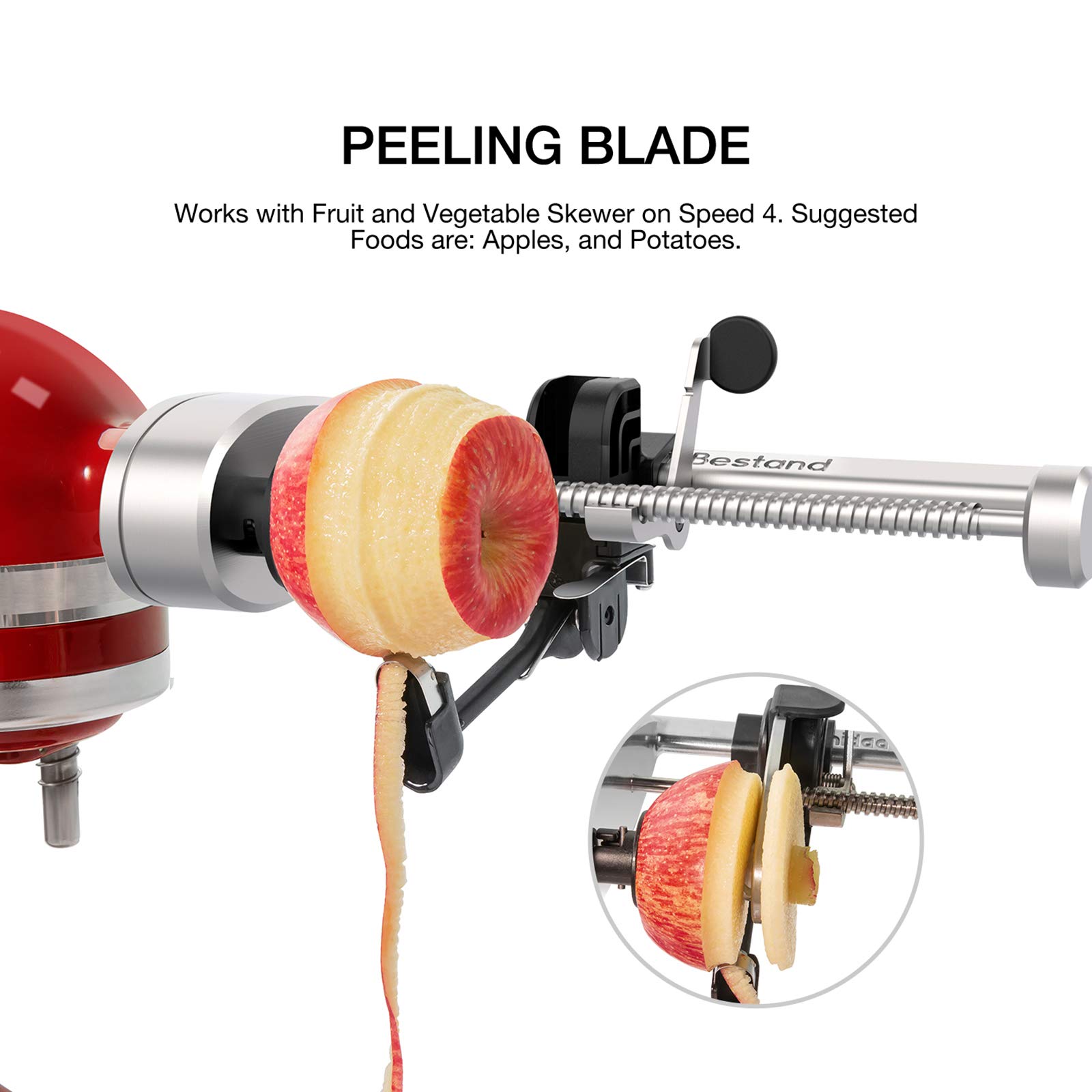 Spiralizer Attachment Compatible with KitchenAid Stand Mixer, Comes with Peel, Core and Slice, Not KitchenAid Brand Spiralizer Attachment (5 Blades)