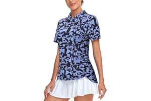 Tanst Sky Women's Golf Polo Shirts Short Sleeve Quarter Zip Pullover Moisture Wicking Workout Tops