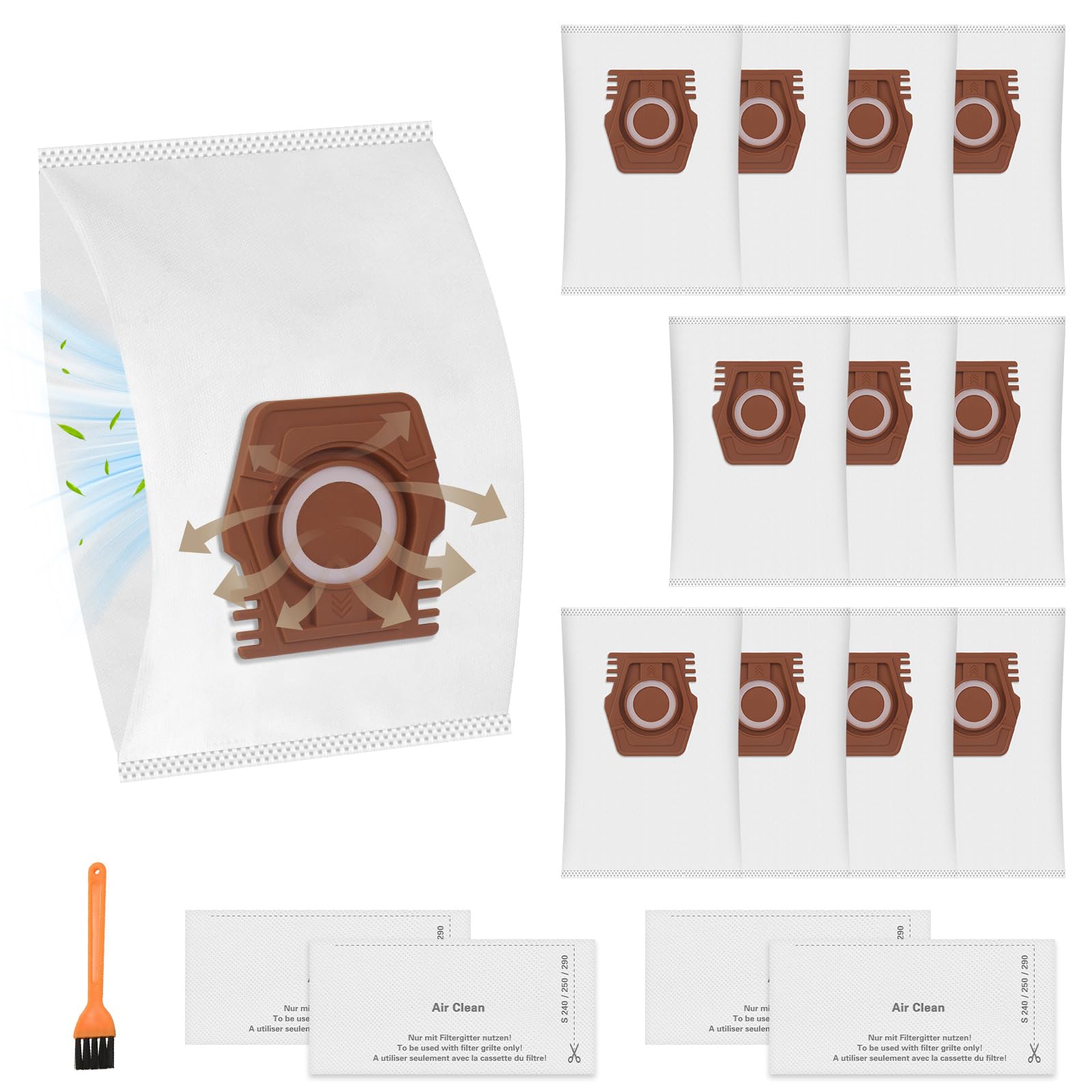 12 Pack CO Dust Bags Compatible with Miele Pure Air CO 3D Vacuum Cleaners Bag for Guard M1 S8380 Flex Parquet Silence Performance Cat & Dog Series with 4 Exhaust Filters Image