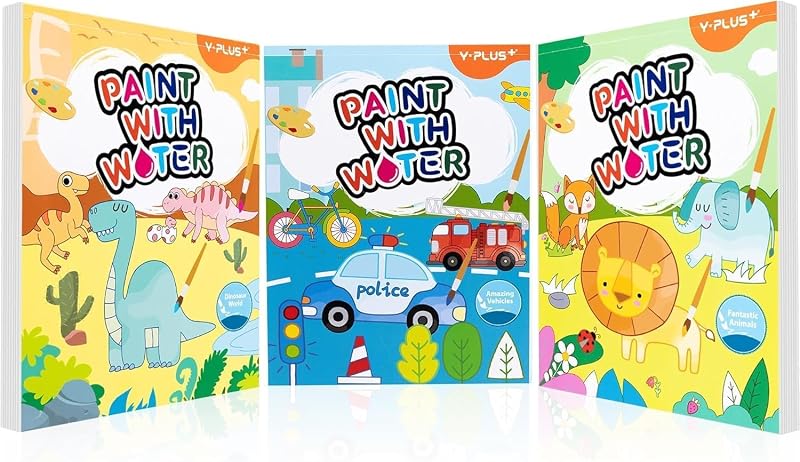 YPLUS Paint with Water Books for Toddlers 3 Themes Watercolor Paper
