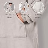 Sienna Extra Long Hoodie Blanket Silver Grey with Sherpa Lining view 6