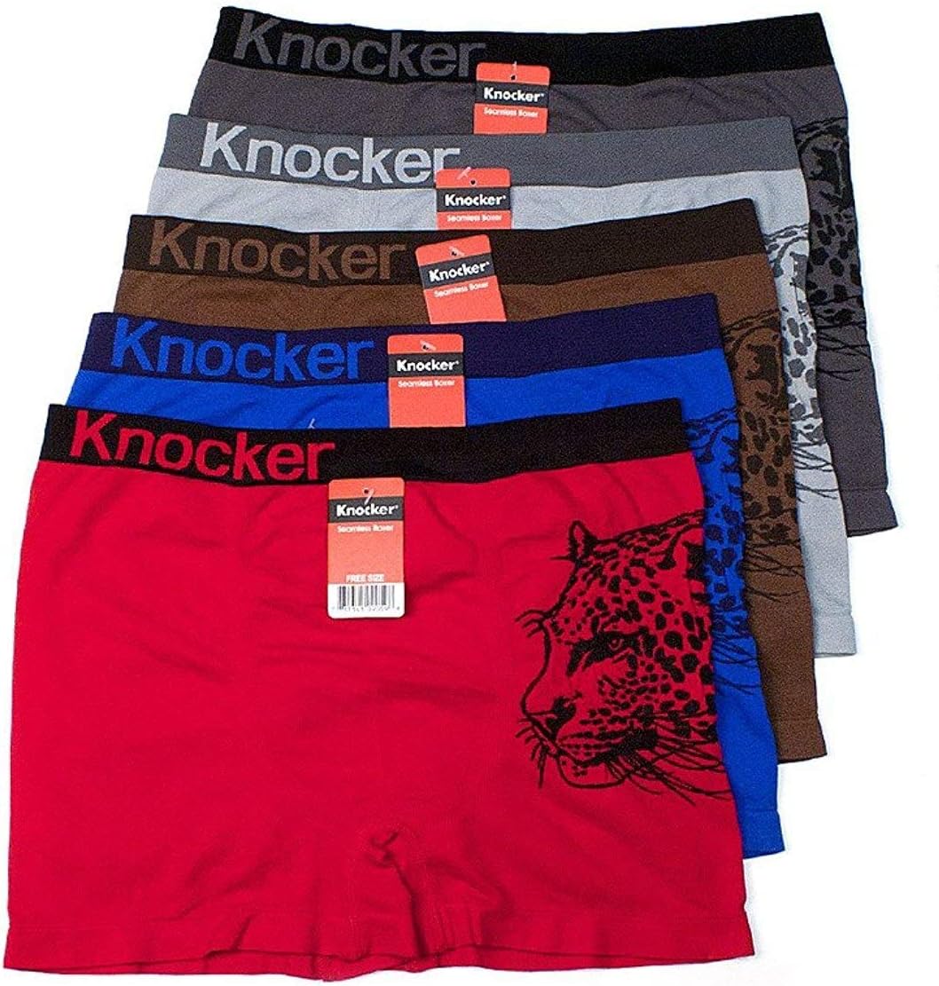 Knocker Nylon Stretchable Compression Boxer Brief 6-pcs Set, Assorted Colors