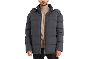 BEST SOUTH Men's Hooded Winter Puffer Jacket Fleece Warm Bubble Coat Outerwear Cold Weather