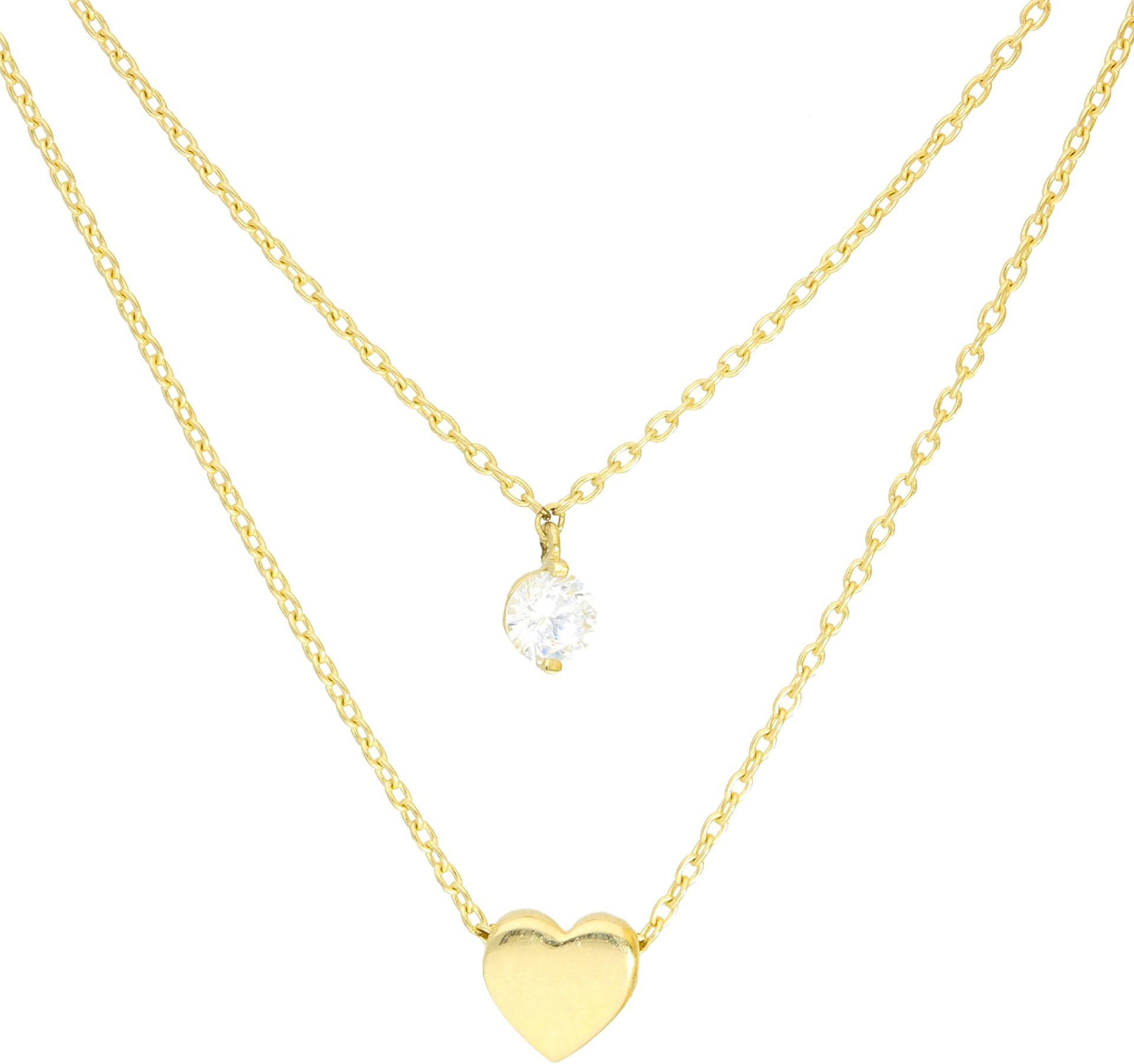 MyGold Heart Necklace with Heart Yellow Gold Zirconia 9 Carat 375 Gold Length 45 cm Heart Gifts For Women Bonica 00991/G601/CZC/WHI-AK10 °F45 CM