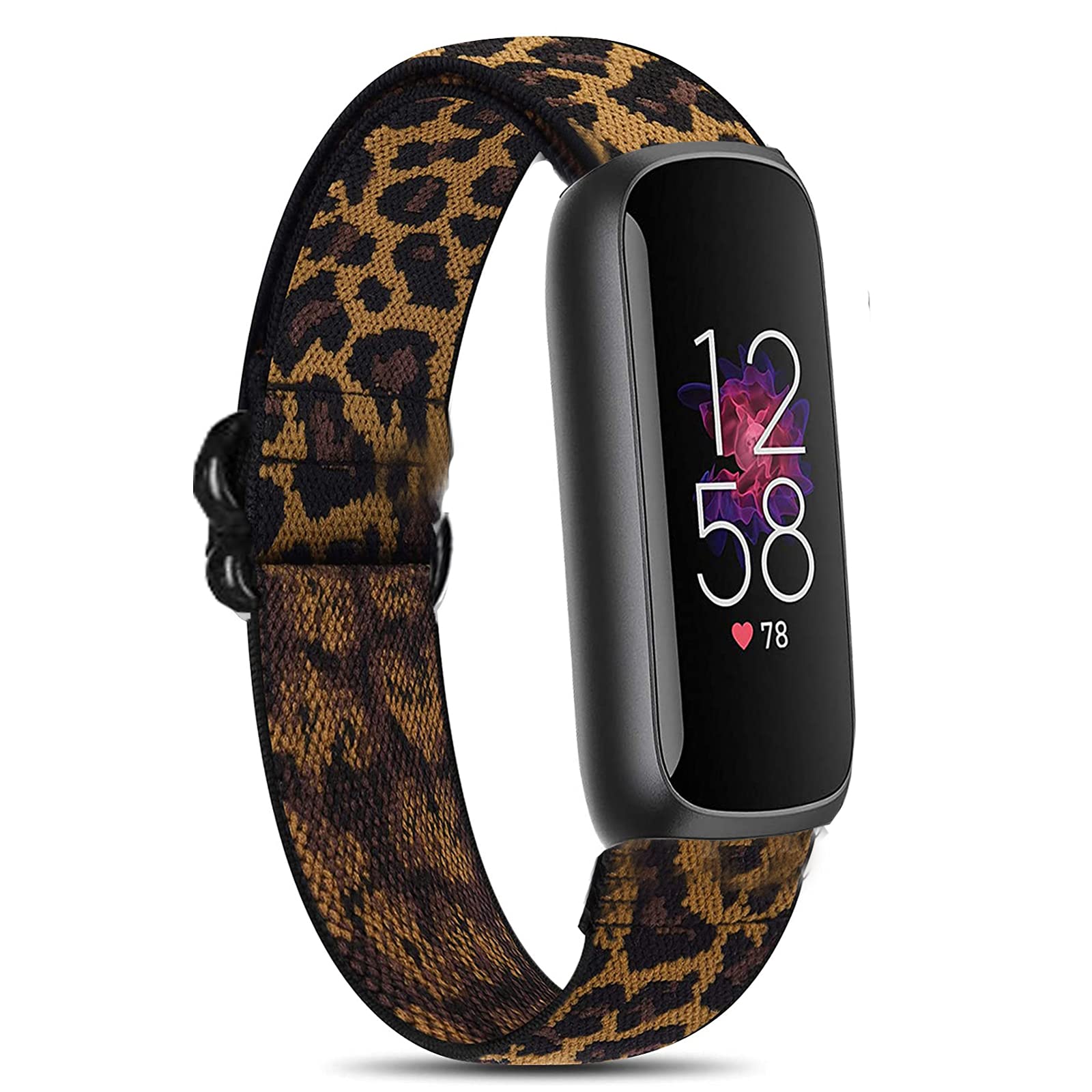 Giaogor Compatible for Fitbit Luxe Band, Stretch Elastics Nylon Adjustable Replacement Strap Accessories Compatible for Fitbit Luxe Fitness and Wellness Tracker (Leopard)